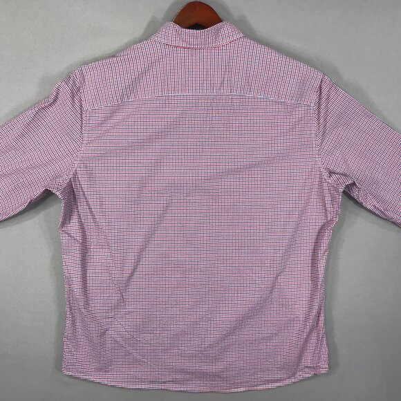 Gap Untucked Shirt Men's XL Red White Blue Check Button Down Long Sleeve Stretch - Picture 9 of 12